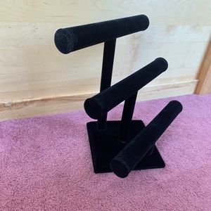 Three tiered velvet lined jewelry stand